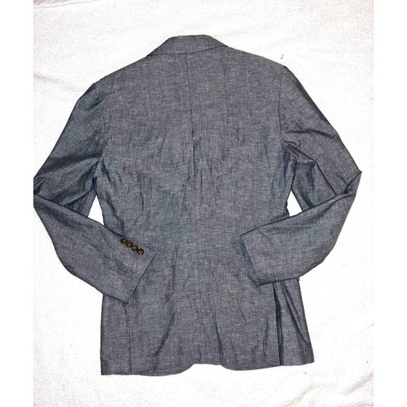 J Crew Ludlow Blazer Jacket Men 36R Slim Heather Blue Somelos Linen Unstructured - Picture 5 of 9
